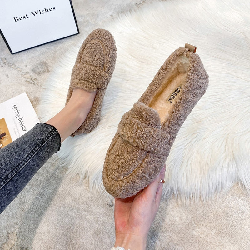 Arielle | Plysch Slip-on Skor Med Halkfri Sula
