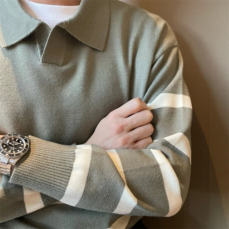 Ethan | Randig Stickad Tröja