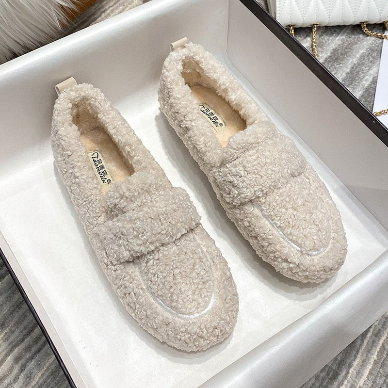 Arielle | Plysch Slip-on Skor Med Halkfri Sula