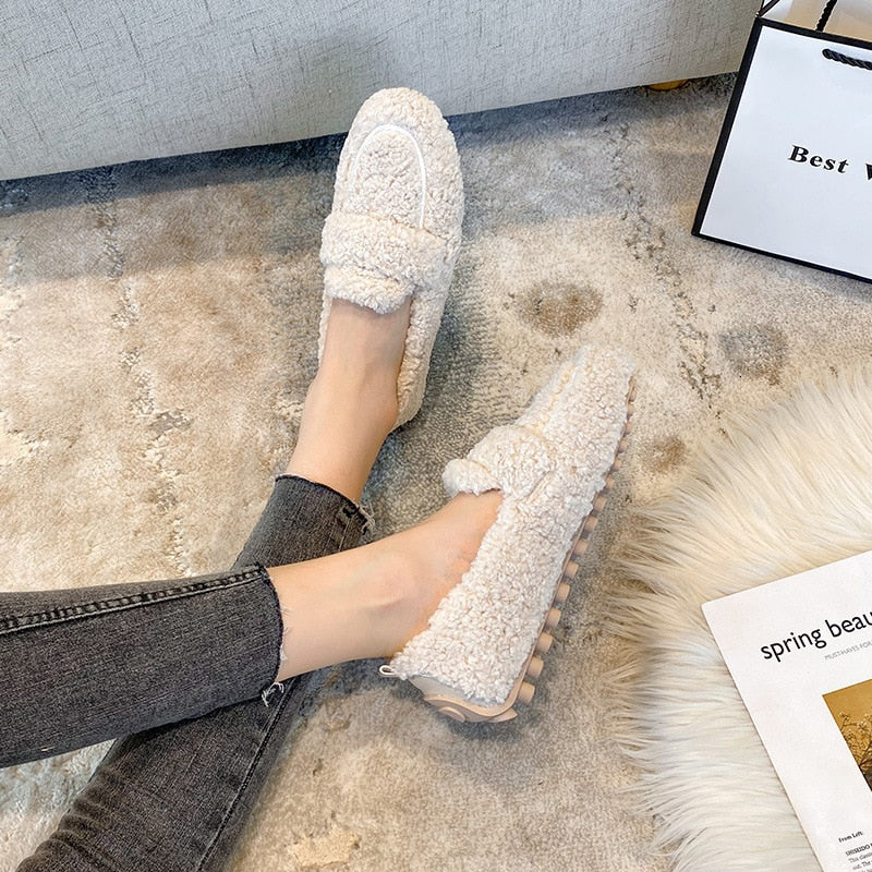 Arielle | Plysch Slip-on Skor Med Halkfri Sula