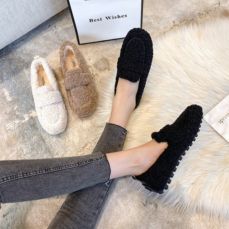 Arielle | Plysch Slip-on Skor Med Halkfri Sula
