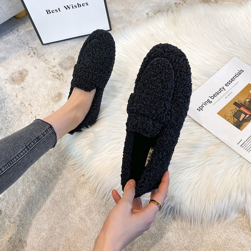 Arielle | Plysch Slip-on Skor Med Halkfri Sula